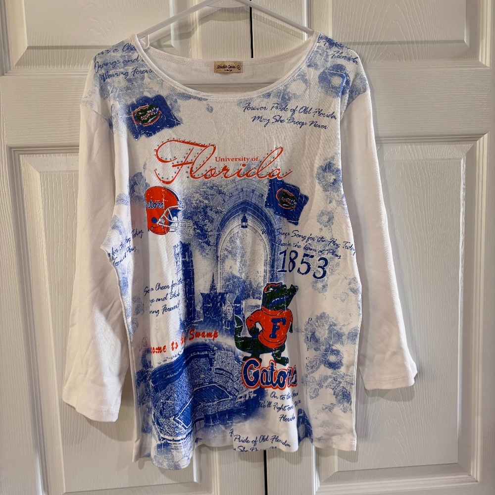 University of Florida UF Gators Bedazzled Collage Print Shirt Size XL